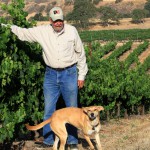 Carl with dog in vineyard